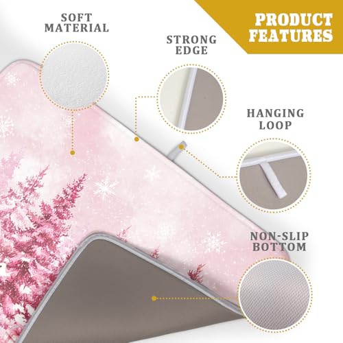 Pink Forest Dish Drying Mat Washable Drying Matt Kitchen Counter