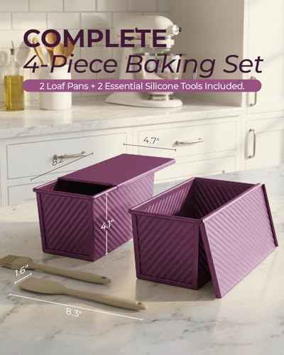 2 Pack 1 LB Pullman Loaf Pan with Lid (2 Count)