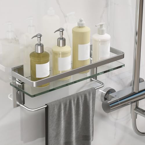 Bathroom Wall Shelf with Towel Bar
