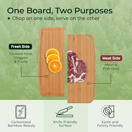 Dishwasher Safe Bamboo Cutting Boards Durable Lightweight Wood Cutting Board for Busy Kitchen (2 Count)