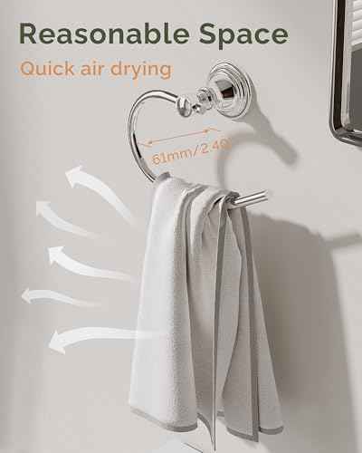 Chrome Towel Ring Wall Mounted for Bathroom (2 Count)