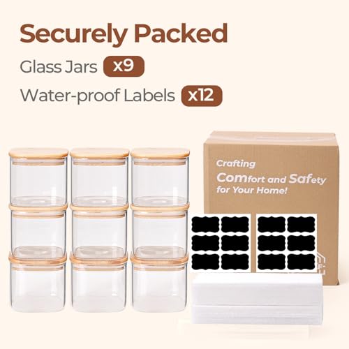 Square Glass Containers with Lids 0.7 Qt (9 Count)