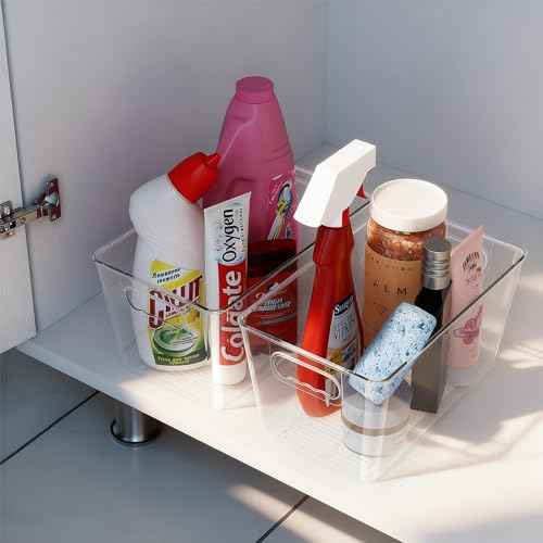 Clear Fridge Organizer Bins with Handles