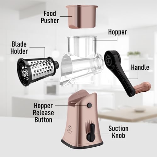 Rotary Cheese Grater Manual Hand Crank 5 Blade Shredder