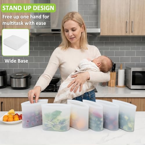 Reusable Silicone Food Storage Bags Quart 4 Pack