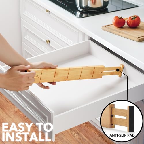 Bamboo Drawer Dividers with Inserts and Labels