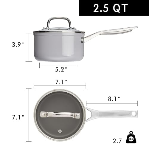 2.5 QT Ceramic Enamel Saucepan with Lid