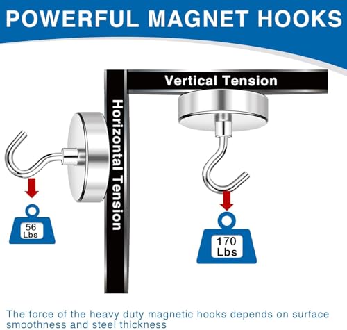Magnetic Hooks Magnet Hook for Cruise Cabins 170LBS 12P Essentials (12 Count)