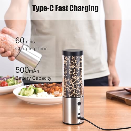 8oz Rechargeable Electric Salt and Pepper Grinder Set (2 Count)