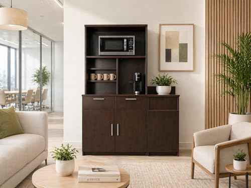 Compact Hutch Cabinet with Door Storage
