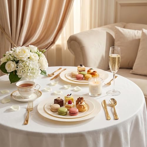 102 Pcs Ivory Plastic Plates (102 Count)