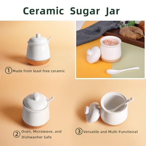 Sugar Bowl with Lid and Spoon 12oz Ceramic Sugar jar