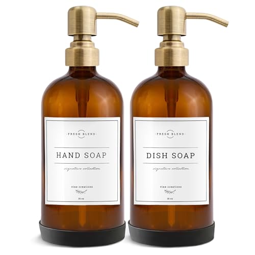 Amber Glass Soap Dispenser (2 Count)