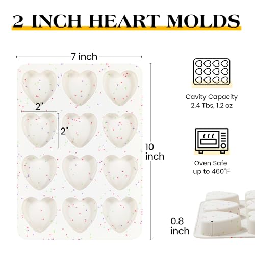 2 Inch Small Heart Shaped Silicone Molds for Chocolate (2 Count)