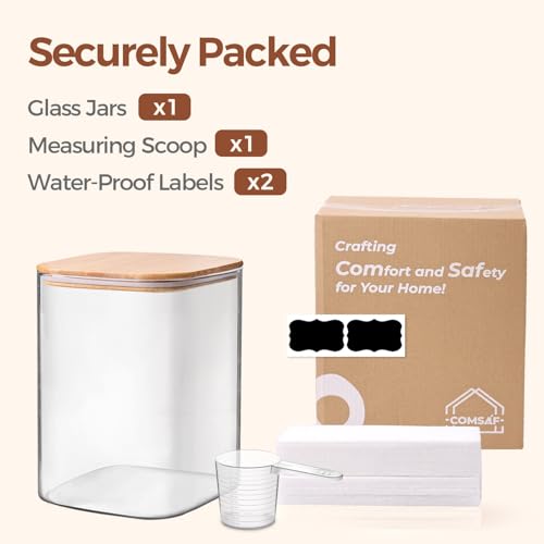 Glass Storage Jars with Bamboo Lids 3.6 Qt Large Pantry Square