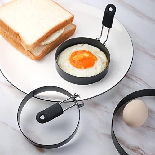 Egg Rings 4 Pcs Large 6" Pancake Molds And 4 Pcs 3.5" Fried Egg Molds Stainless Steel Nonstick Egg Ring for Frying Eggs And Muffins (8 Count)