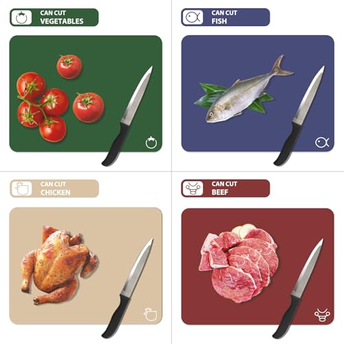 Plastic Flexible Cutting Boards for Kitchen Set of 4 (4 Count)
