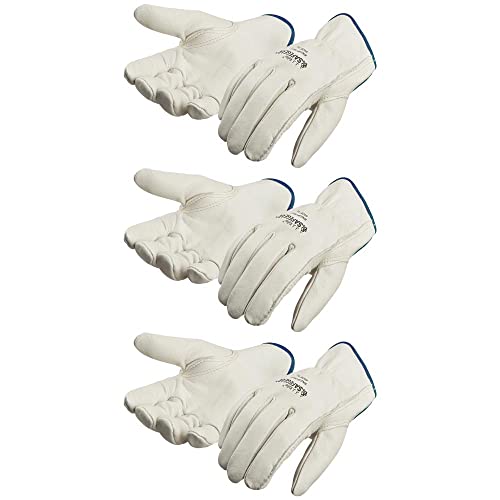 SAFEGEAR Small Cowhide Leather Work Gloves with Keystone Thumb (3 Count)