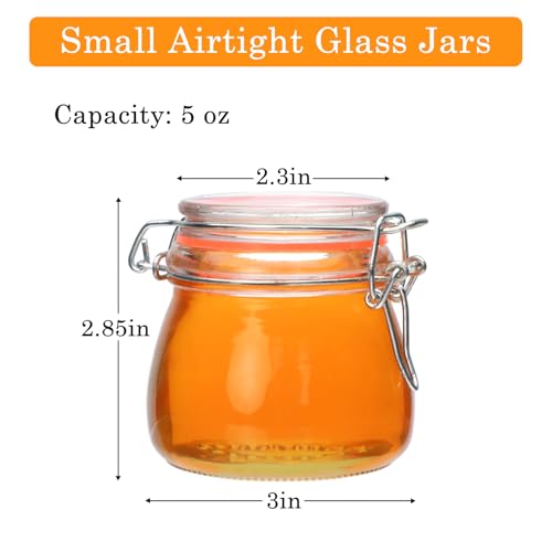 5oz 6pack Small Glass Jars with Airtight Lid (5 Ounce)