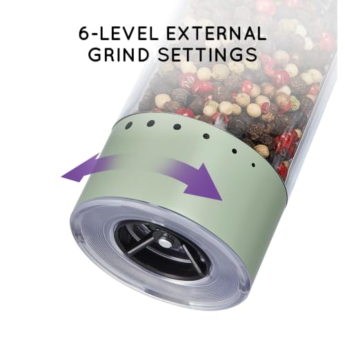Rechargeable Electric Salt and Pepper Grinder Set with Charging Base (2 Count)