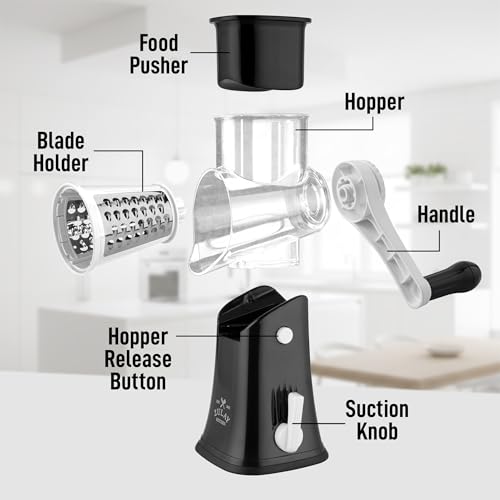 Rotary Cheese Grater Manual Hand Crank 5 Blade Shredder