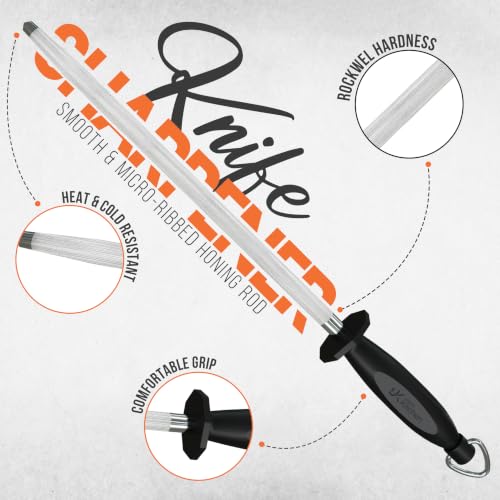 Knife Sharpener Rod 10 Inch Honing Rod for Sharpening