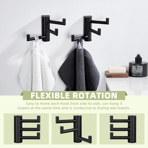 Bathroom Towel Hook Matte Black (2 Count)