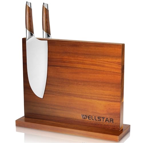 Modern Acacia Magnetic Knife Block Holder 12 x 10 Inches