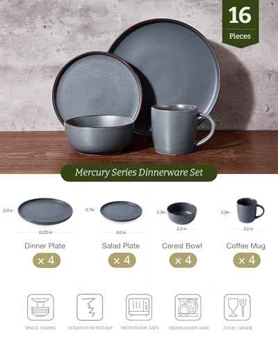 Mercury 16 Piece Dinnerware Set with Mugs