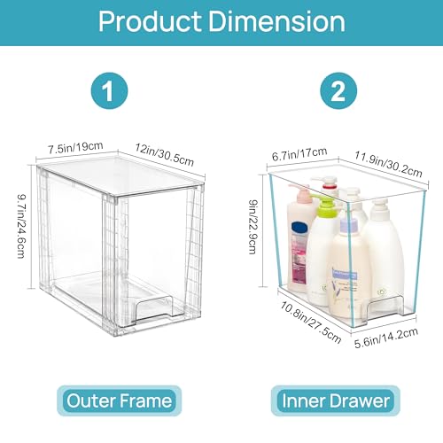 2 Pack Clear Stackable Storage Drawers (2 Count)