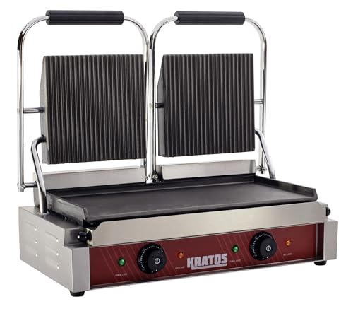 Commercial Panini Sandwich Grill Grooved Top w
