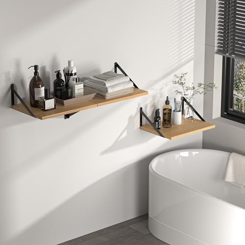 16W x 12D Deep Floating Shelves Set of 2 Oak (2 Count)