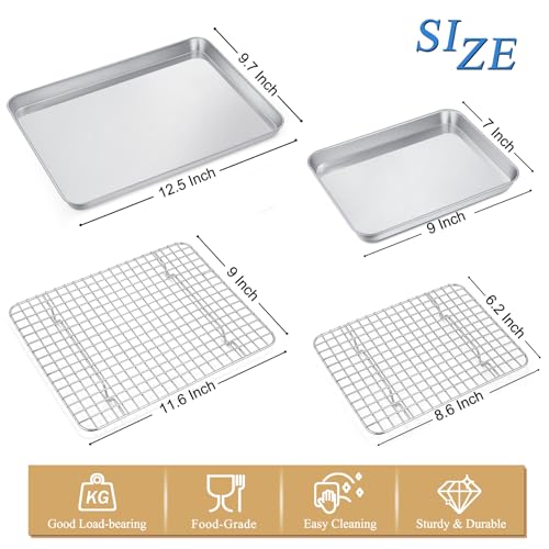 12.5+9 Inch Toaster Oven Pan Tray with Wire Rack
