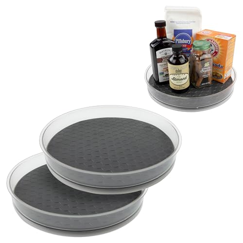 Medium Lazy Susan Organizers 9.5 in Pack of 2 for Cabinet Pantry Table Rotating Kitchen Storage Spice Rack Fridge Organization (2 Count)