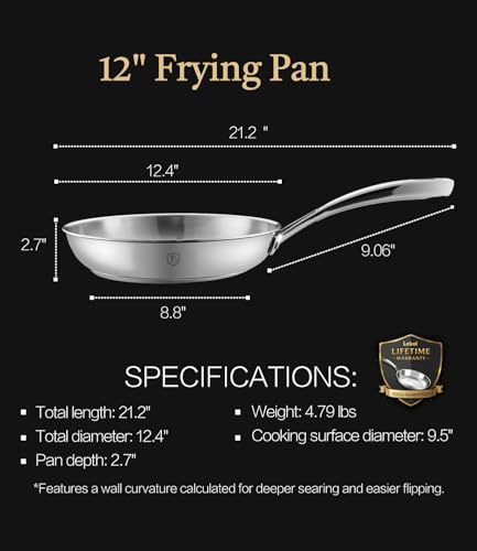 12 Inch 316 Stainless Steel Frying Pan with Heat