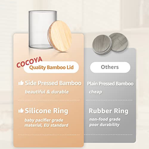 12 Oz Glass Jars with Bamboo Lid 3mm Thick Upgrade Clear (8 Count)