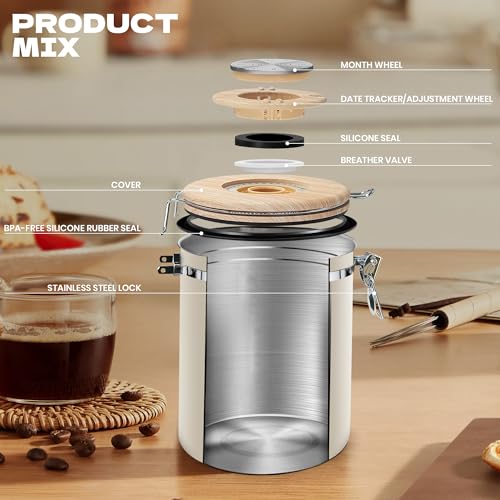 22OZ Coffee Canister Airtight Stainless Steel