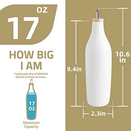 Sweejar Matte Ceramic Olive Oil Dispenser Bottles with Bamboo Tray