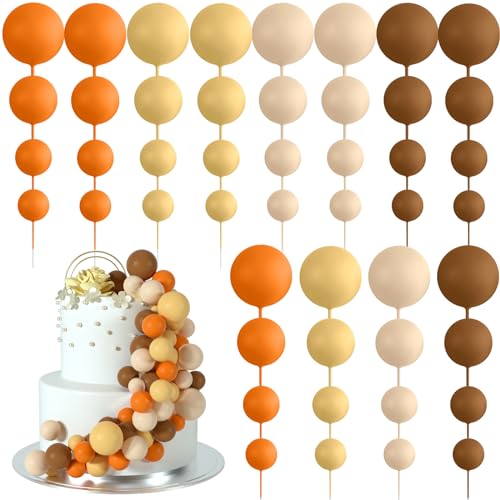 48 Pcs Balls Cake Topper Decorations Balloon Cupcake Toppers Foam Cake Topper Balls Cake Balls Decorations for Birthday Party Wedding Cake Decorating (48 Count)