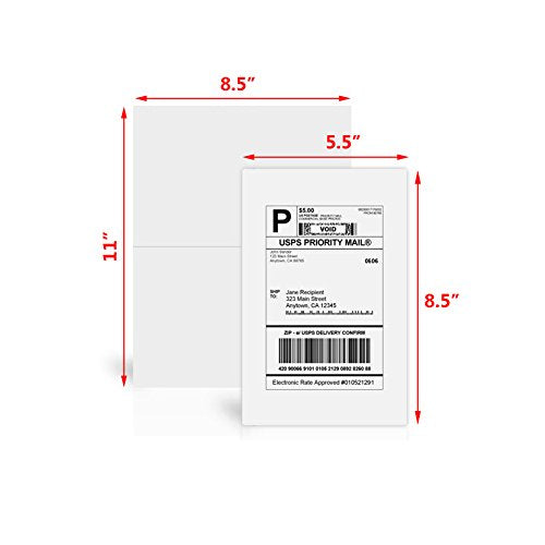 Half Sheet Self Adhesive Shipping Labels for Laser & Inkjet Printers White Blank