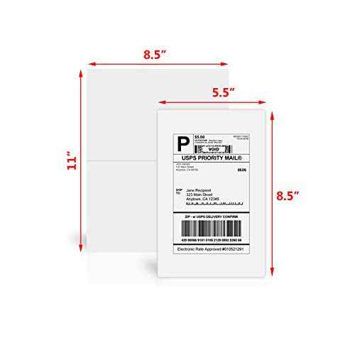 Half Sheet Self Adhesive Shipping Labels for Laser & Inkjet Printers White Blank