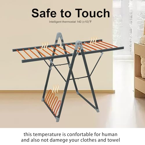 Heating Clothes Drying Rack Foldable Shoes Socks Space Gray