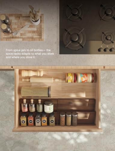 Acacia Wooden Spice Rack Organizer for Cabinet (4 Count)