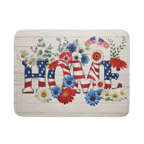 American Flag Dish Drying Mat Home Flowers Absorbent Dishes Pad for Kitchen Counter 18 X 24 In