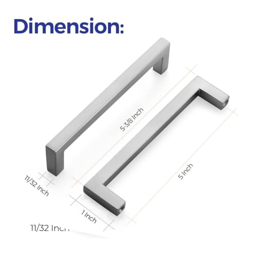 Brushed Nickel Cabinet Handles Solid Cabinet Pulls 5 Inch 10 Pack (10 Count)