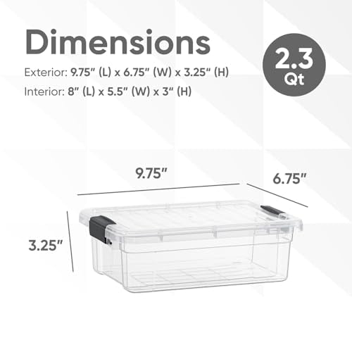 2.3 Quart Clear Plastic Storage Containers with Lids (4 Count)