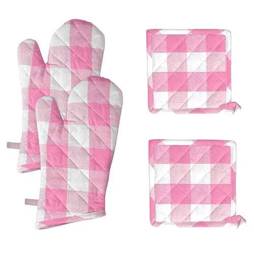 Buffalo Plaid Check Oven Mitts and Pot Holders Set of 4 (4 Count)