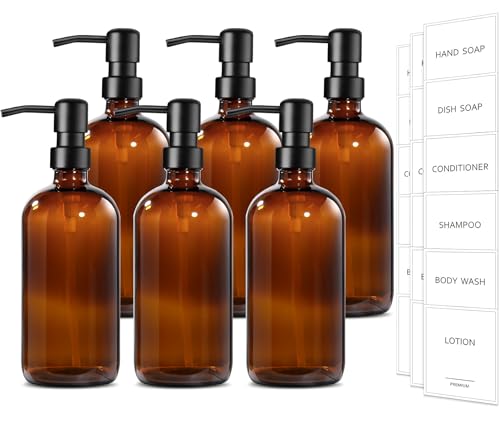 Amber Glass Soap Dispenser (6 Count)