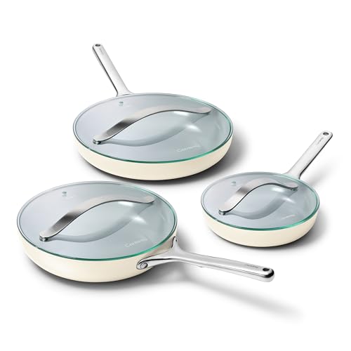 Carway Fry Pan Trio with Glass Lids (6 Count)