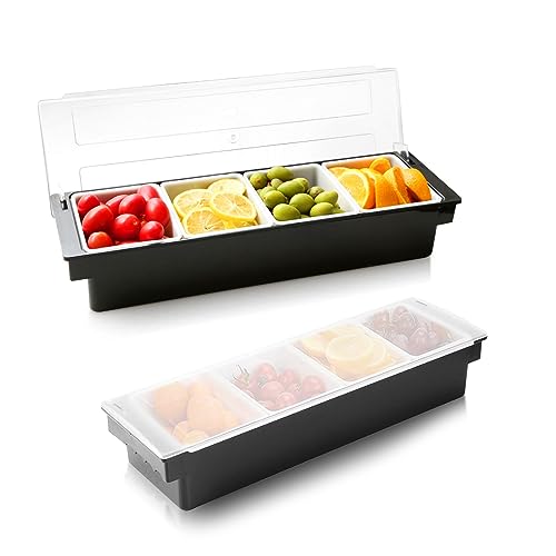 Ice Chilled Condiment Caddy with Lid and 4 Removable Trays (88.1849 Ounce)